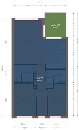 Floorplan - Persimoenstraat 35, 3545 DB Utrecht